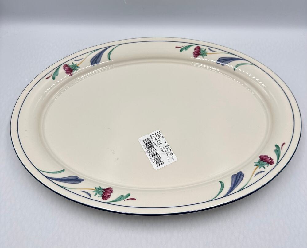 Lenox Poppies on Blue Chinastone USA Large Platter 14.5”